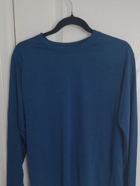 Quick Dry Men's Long Sleeve Workout Crewneck Shirt - Blue